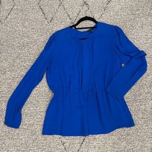 Theory cobalt blue silk blouse with button up back